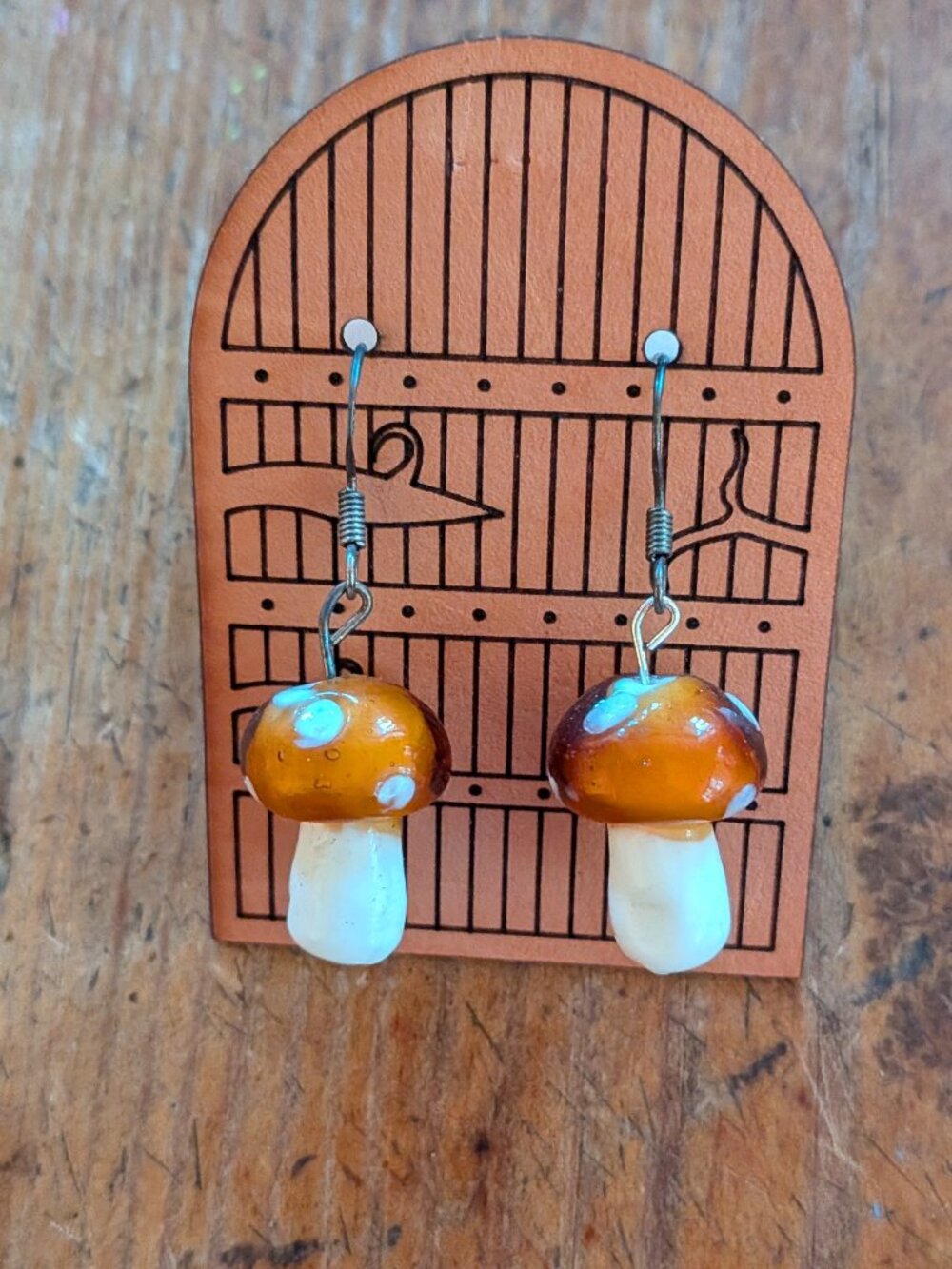 Glass Mushroom Earrings NWT